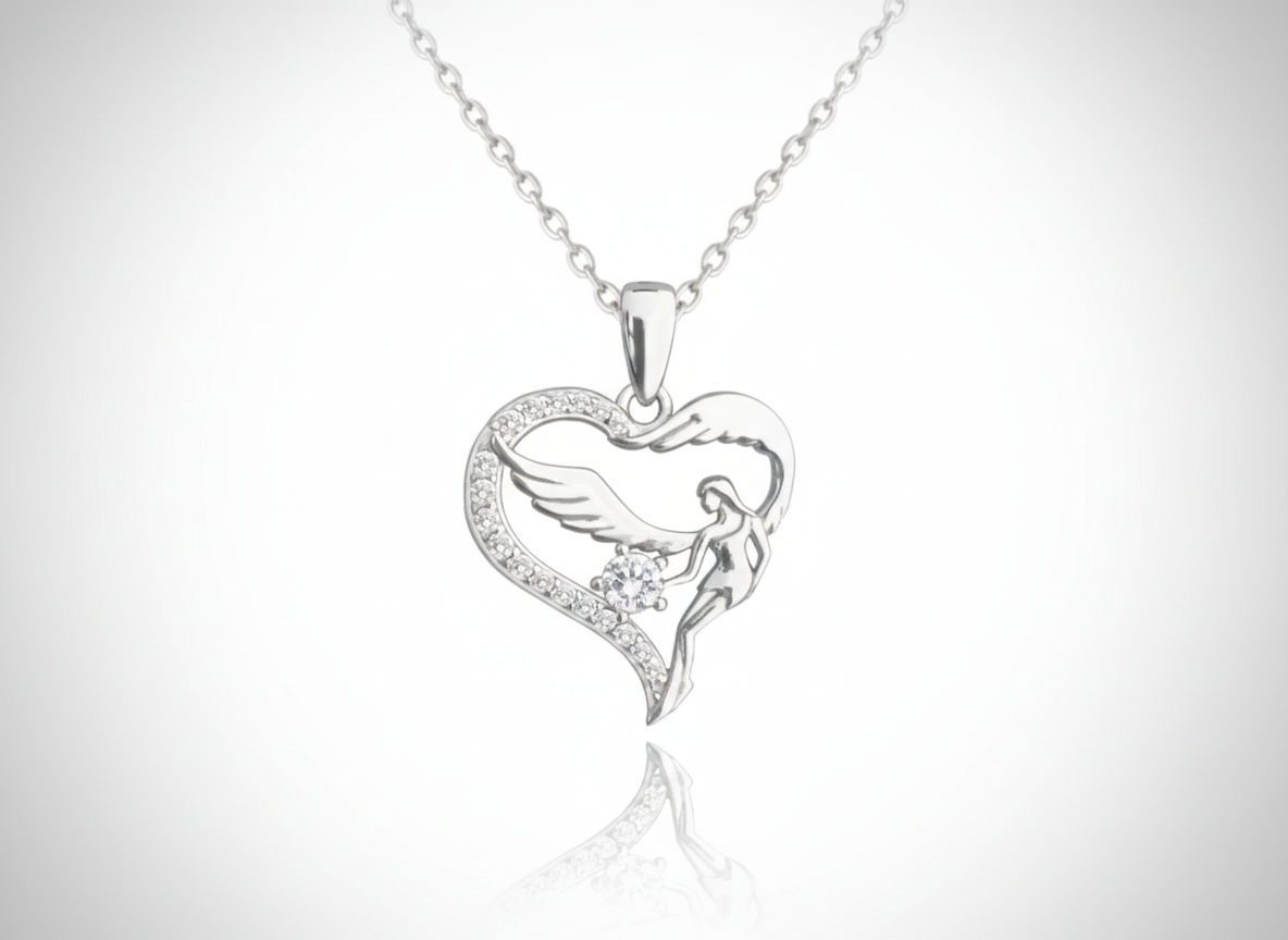 1872 MINET Stříbrný náhrdelník ANDĚL se zirkonem