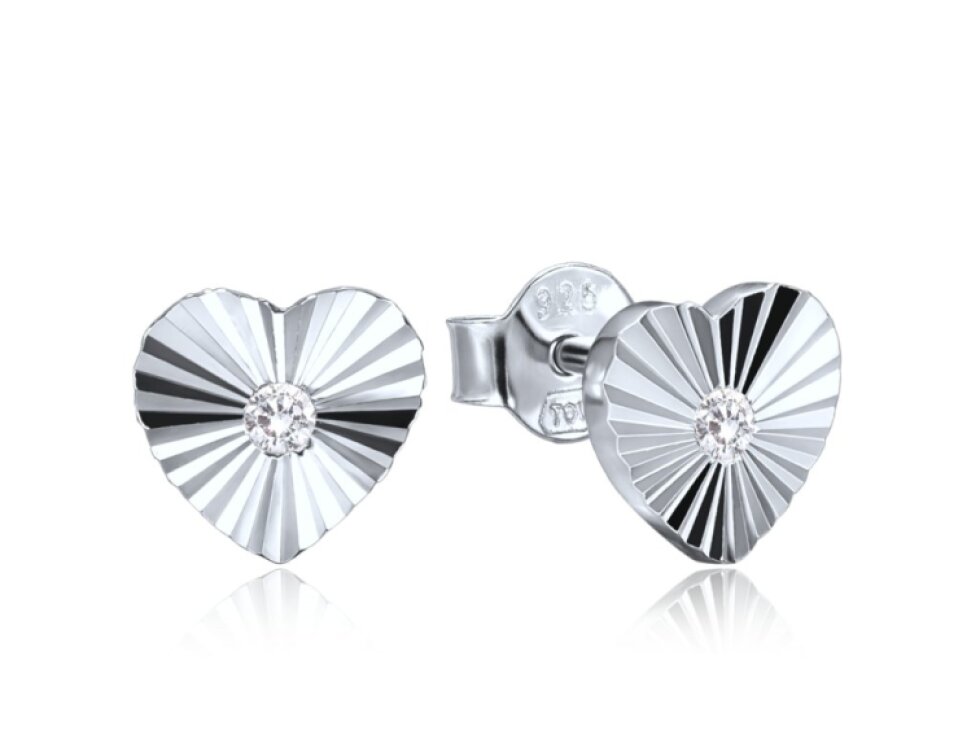 4713 MINET Decentní stříbrné náušnice srdíčka se zirkony