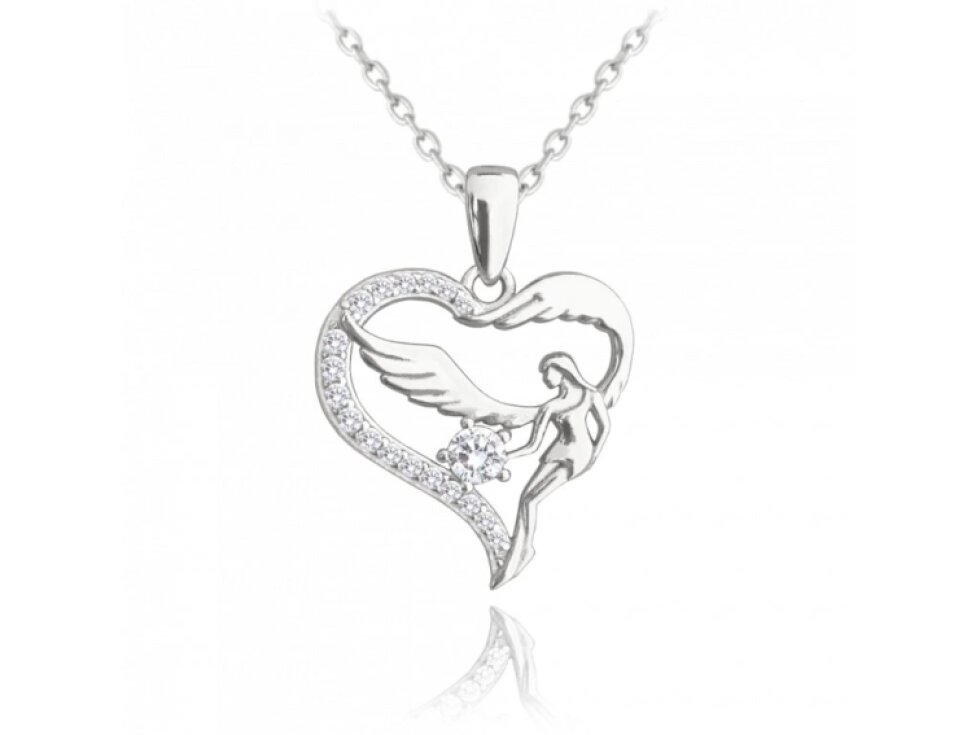 1872 MINET Stříbrný náhrdelník ANDĚL se zirkonem