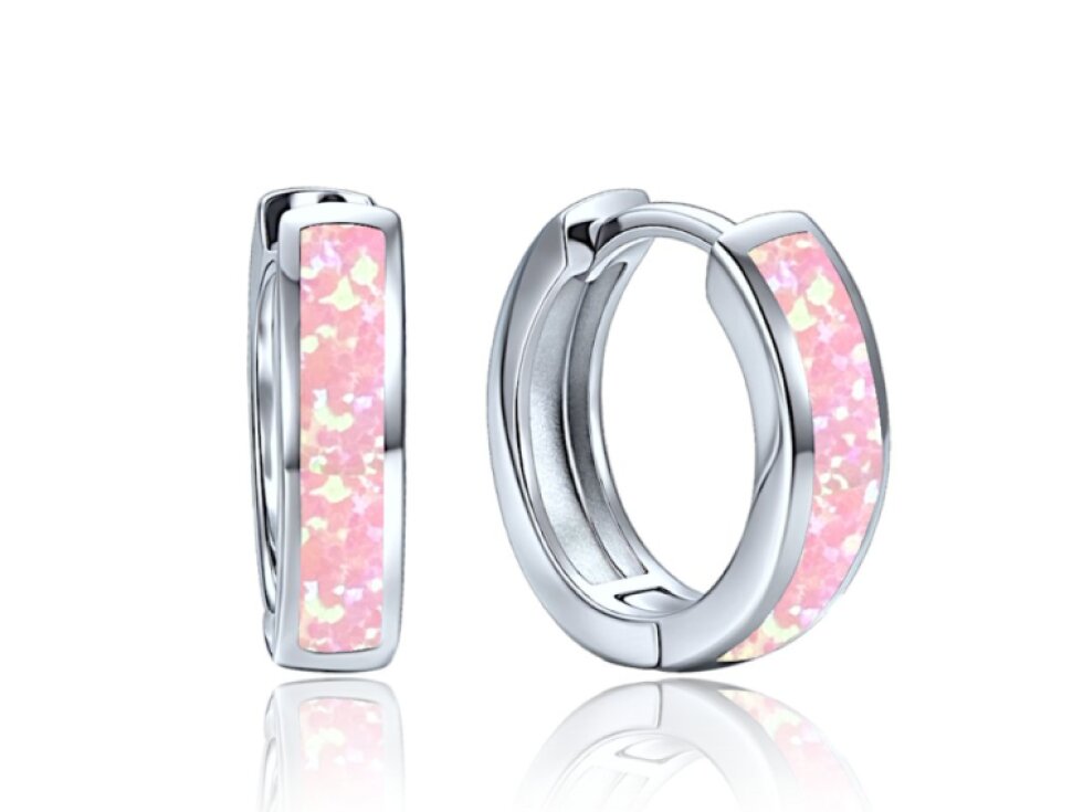 4724 MINET Elegantní stříbrné náušnice s růžovým opálem