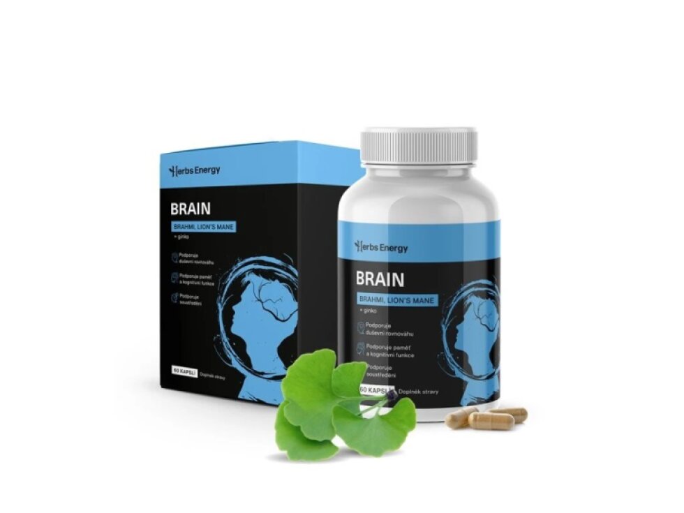 Herbs Energy BRAIN Brahmi, Lion's Mane + Ginkgo, 60 kapslí