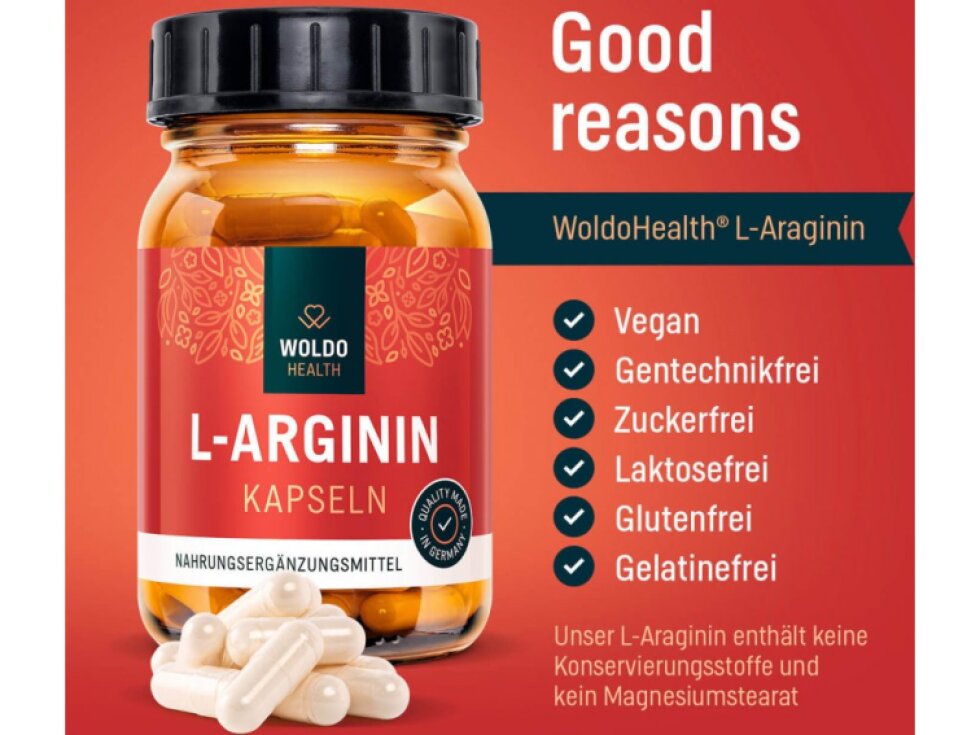 WoldoHealth® L-Arginin HCL, 120kapslí