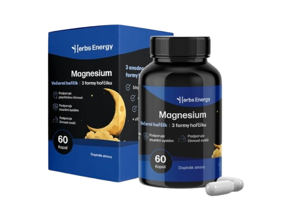 Herbs Energy Magnesium Večerní hořčík, 60 kapslí