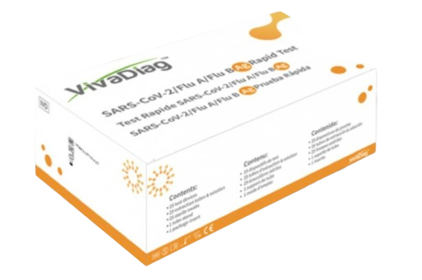 25x 3v1 Chřipka A/B/SARS-CoV-2 výtěrový test - VivaDiag