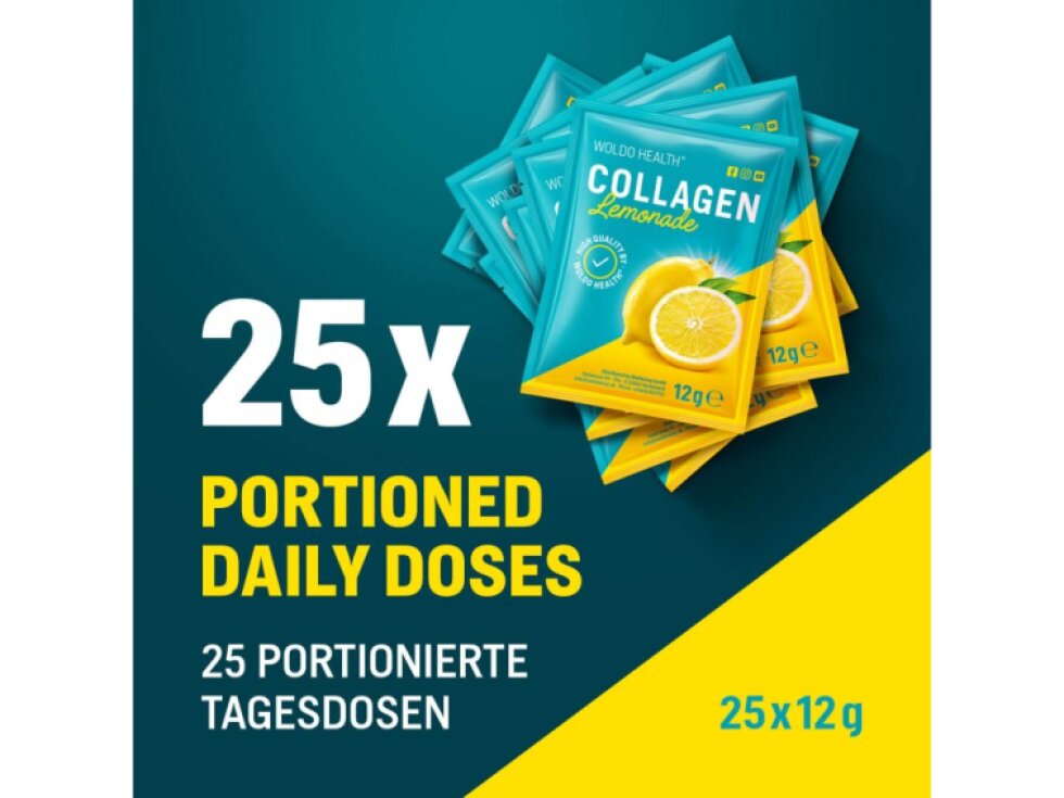 WoldoHealth® Mořský a hovězí kolagen Citronáda, 25x12g