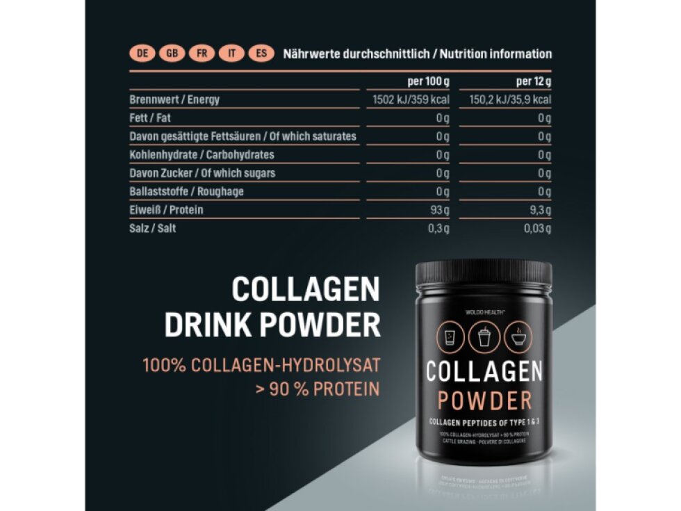 WoldoHealth Čistý kolagen hovězí, 500g