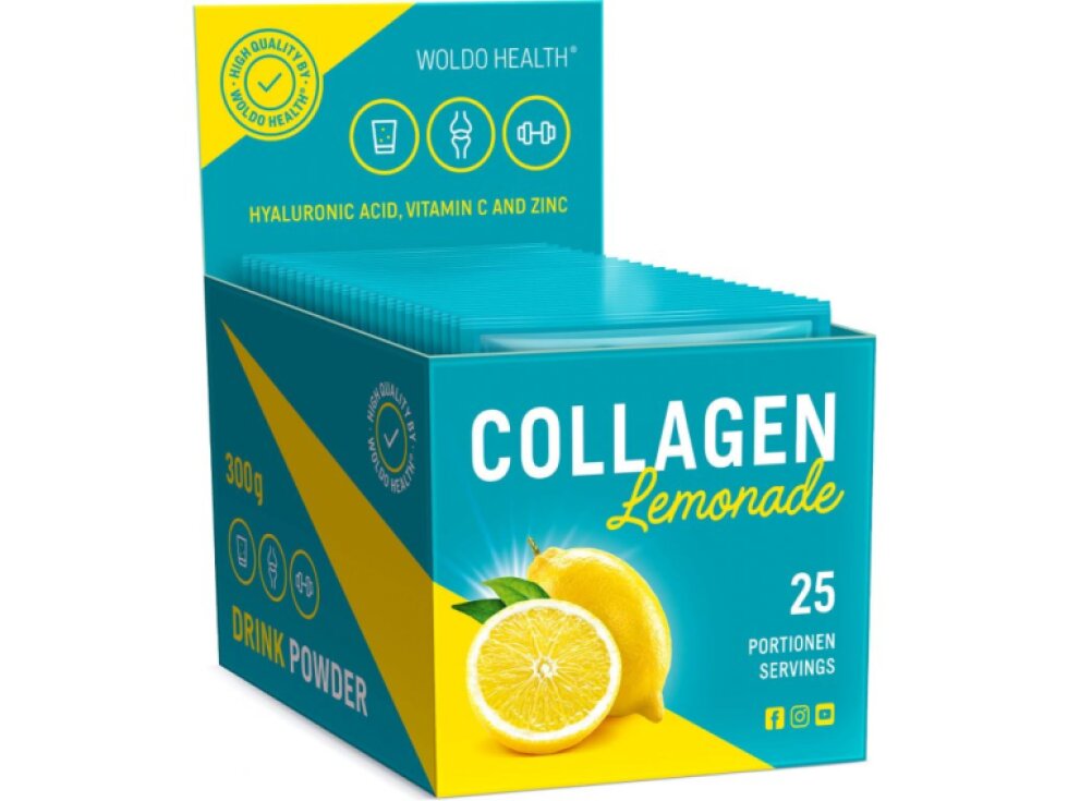 WoldoHealth® Mořský a hovězí kolagen Citronáda, 25x12g