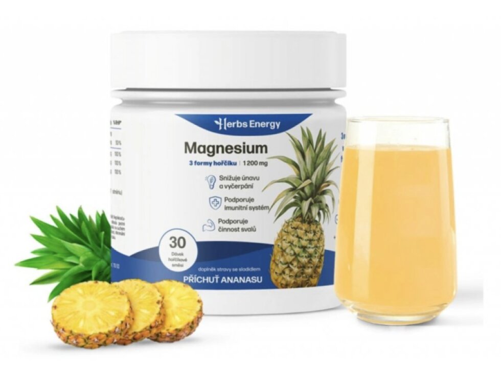 Herbs Energy Magnesium 1200 mg - 3 formy hořčíku, ananas, 30 dávek