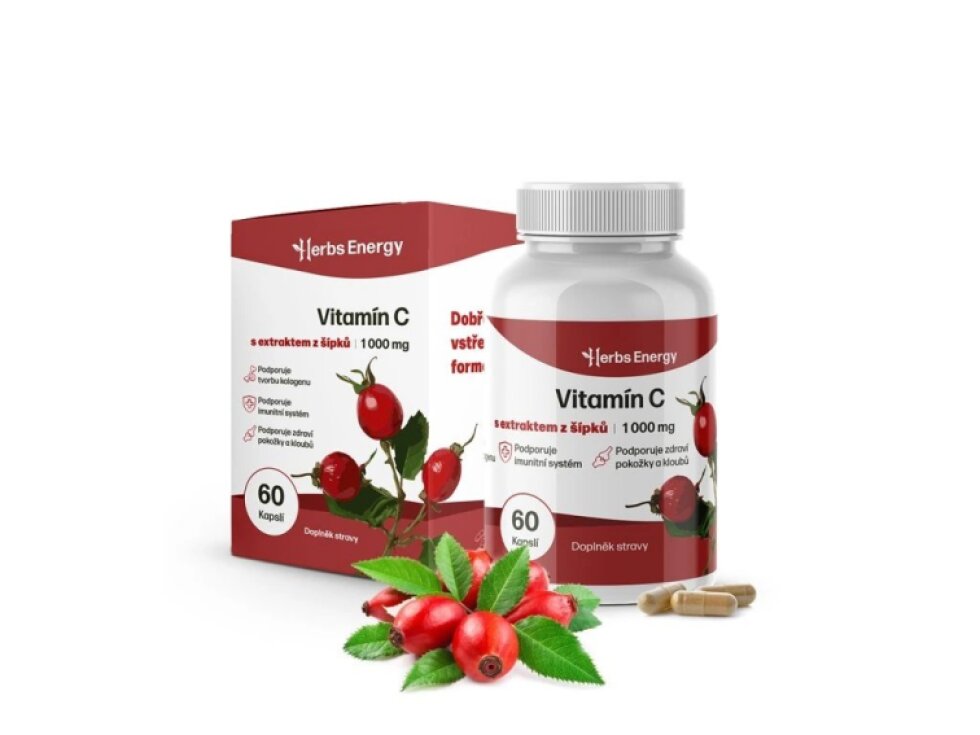 Herbs Energy Vitamín C s extraktem z šípků 1000 mg, 60 kapslí