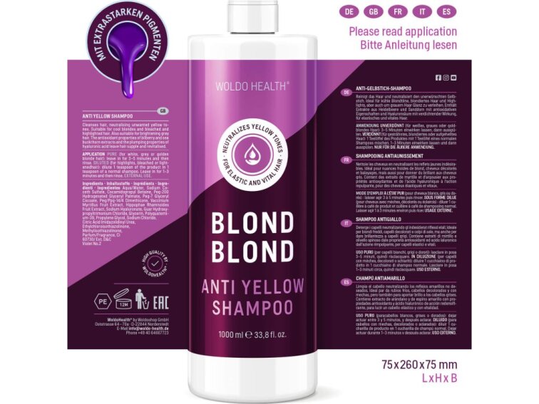 WoldoHealth® Šampon na blond vlasy, 1000ml