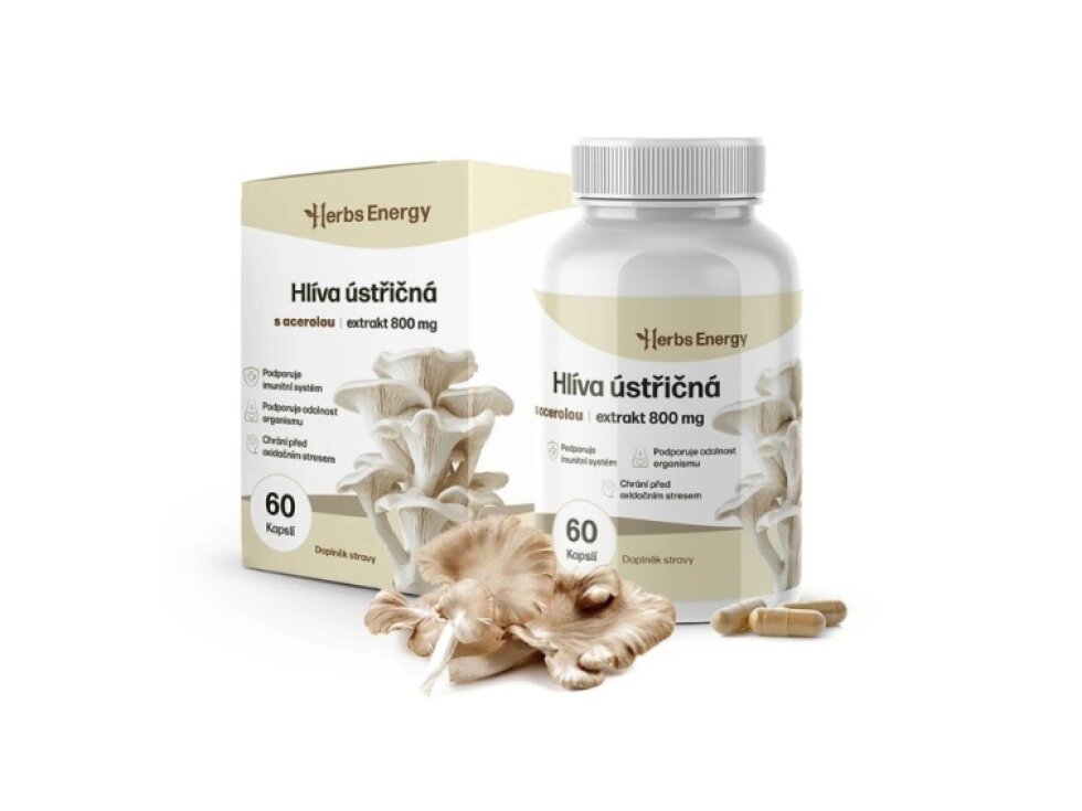 Herbs Energy Hlíva ústřičná Extrakt 800 mg + Acerola, 60 kapslí