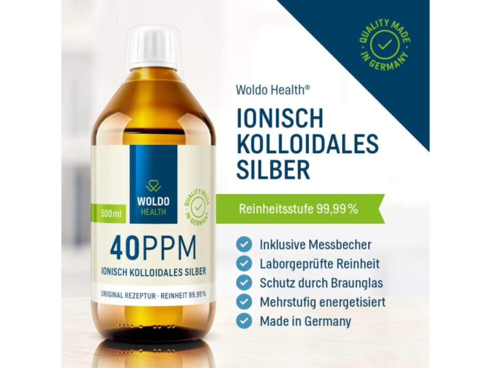 WoldoHealth® ® Koloidní stříbro 40 ppm, 500ml