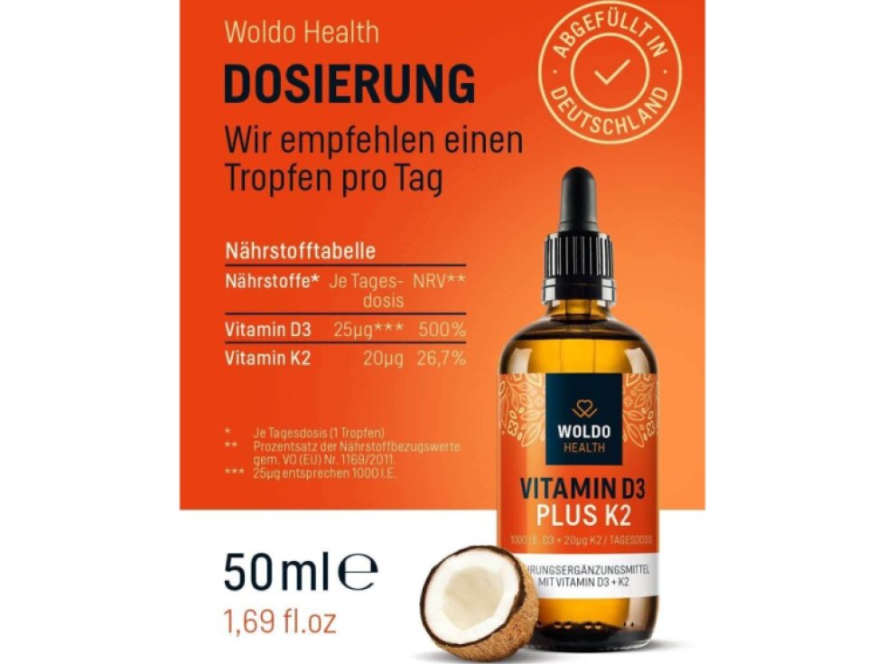 WoldoHealth® Vitamín D3+K2, 50ml
