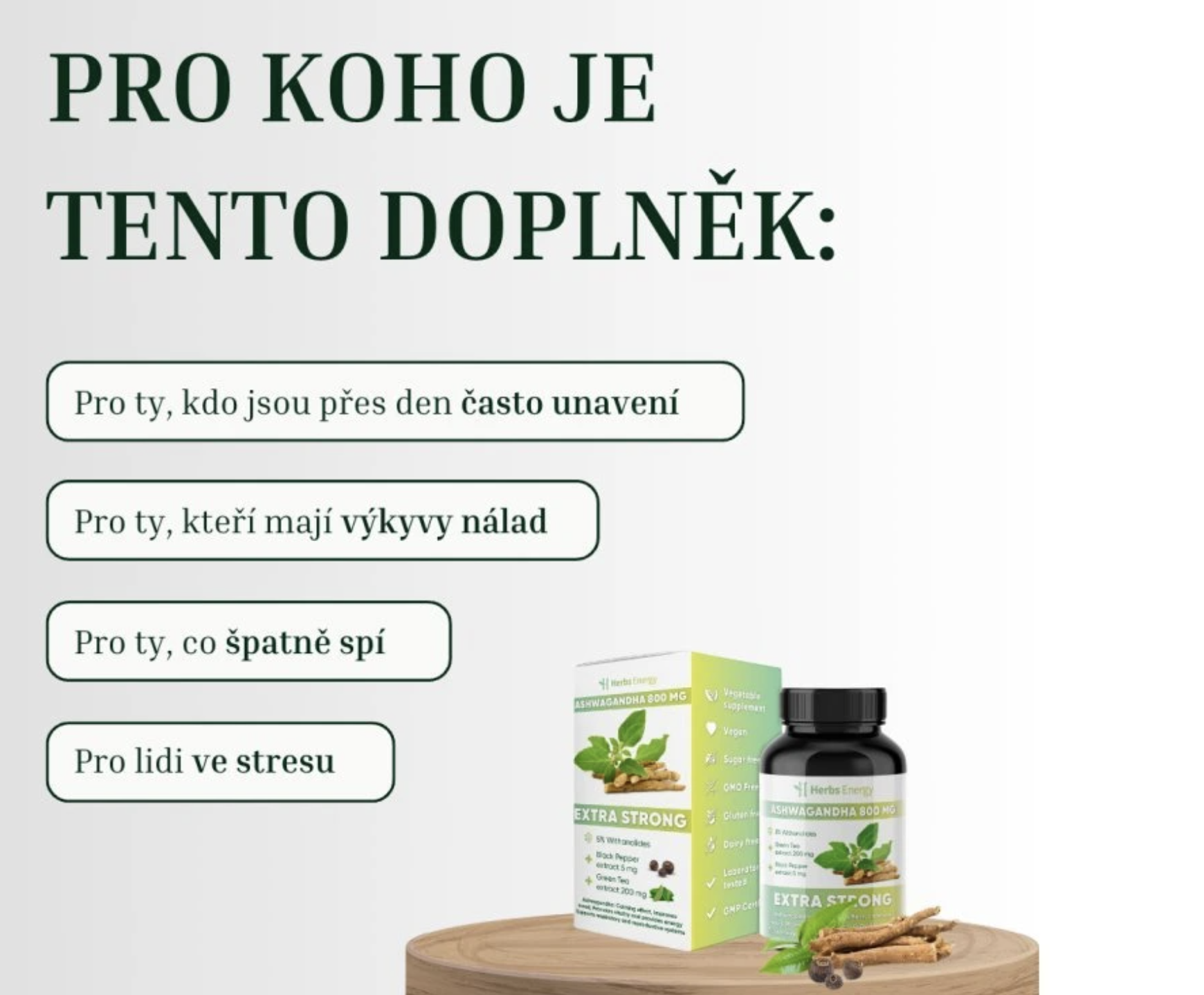 Herbs Energy Ashwagandha – extrakt z kořene 800 mg, 90 kapslí