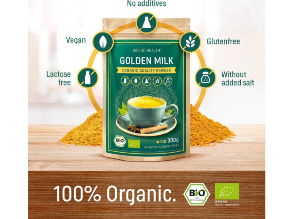 WoldoHealth® Zlaté mléko kurkuma, 300g
