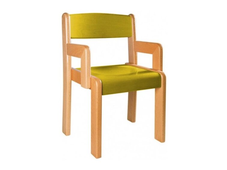 Židle Buk masiv pevná s područkami pro mateřské školy