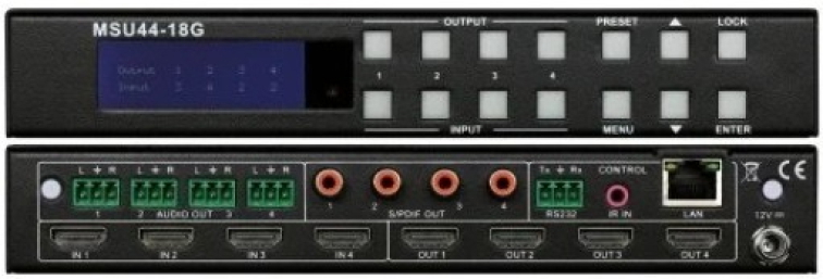 HDMI maticový přepínač MSU44-18G 4x4