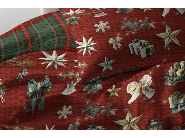 Krepové povlečení Kouzlo Vánoc - červené - duo