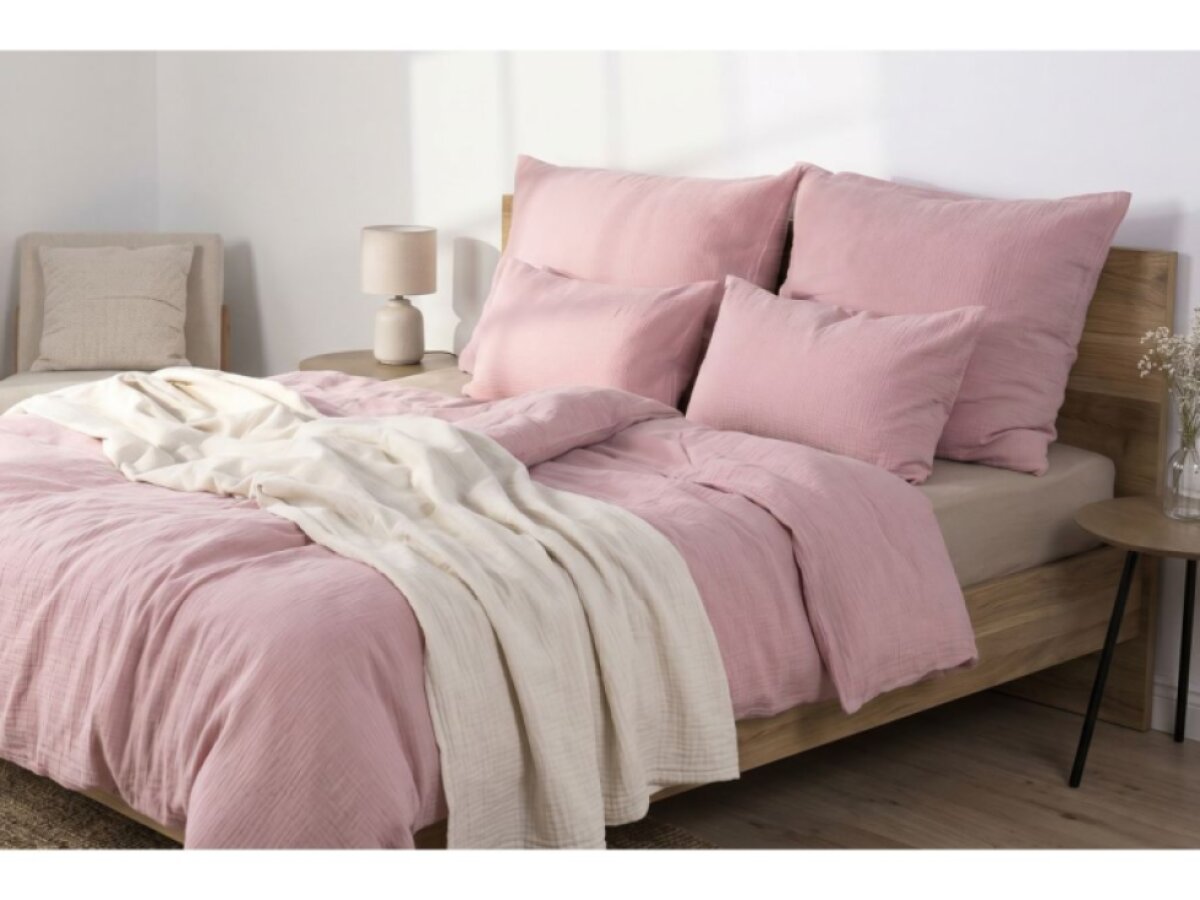 Celoroční mušelínové povlečení Soft Pink - GOTS