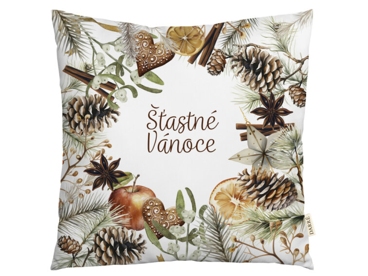 Dekorační povlak na polštářek Voňavé Vánoce - Šťastné Vánoce 2