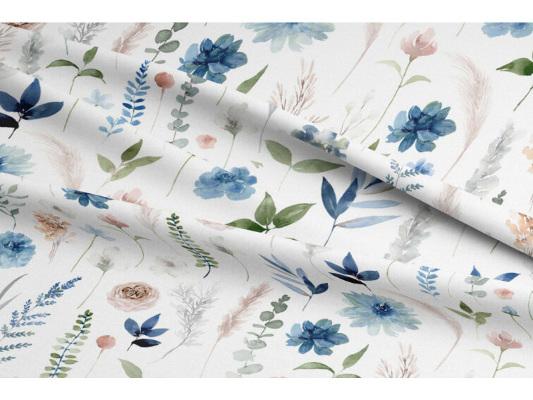 Bavlněné povlečení Boho zahrada - modré