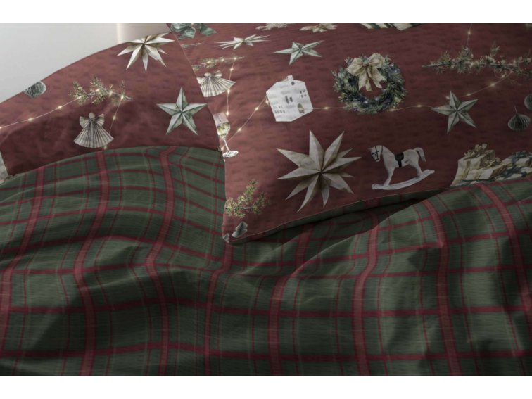 Krepové povlečení Kouzlo Vánoc - jasně červené - duo