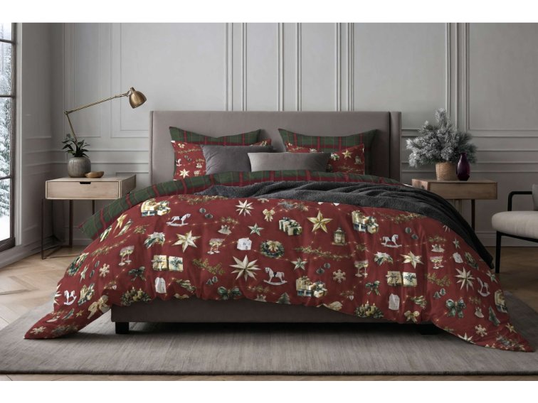 Bavlněné povlečení Kouzlo Vánoc - jasně červené - duo
