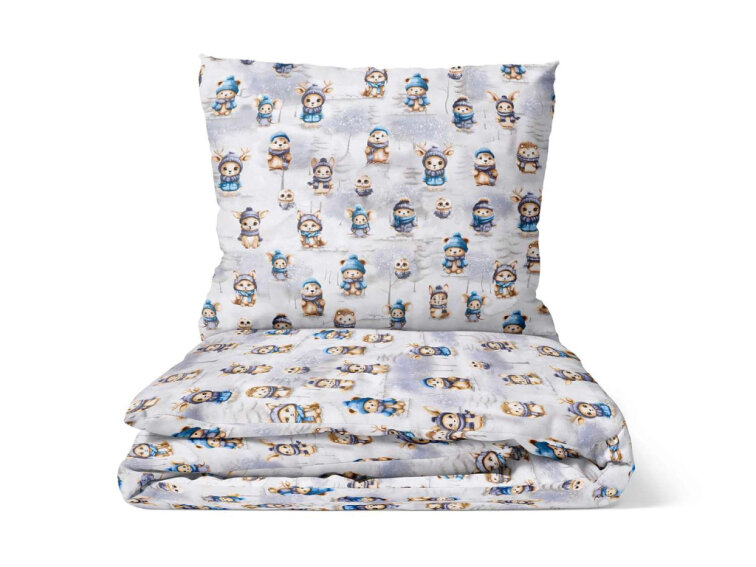 Bavlněné povlečení Zvířátka v zimě - šedé