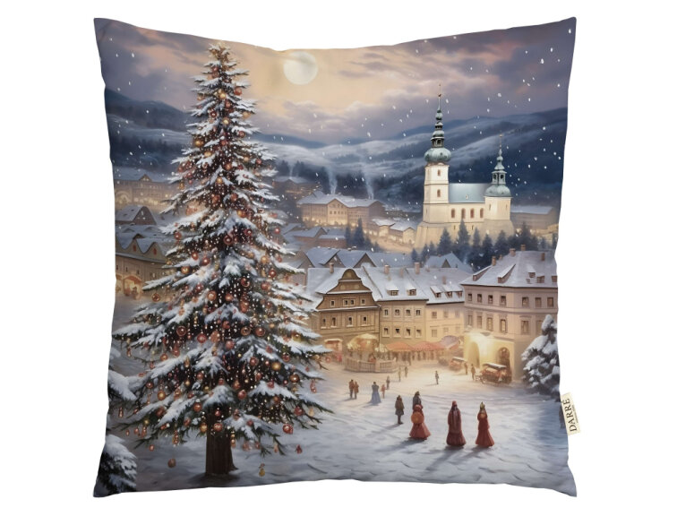 Dekorační povlak na polštářek Vánoční městečko 2