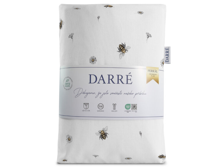 Bavlněné povlečení do postýlky Včelky - duo - medově žluté