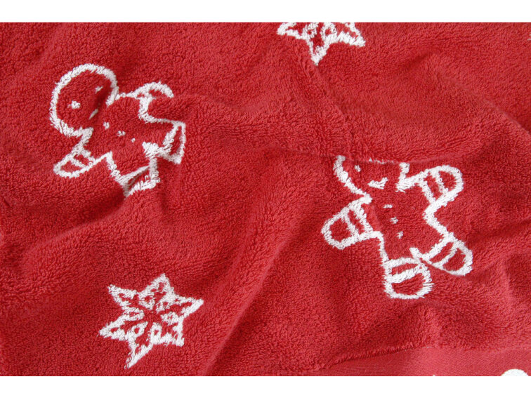 Výhodná sada ručníků a osušky Vánoční perníčky - červená