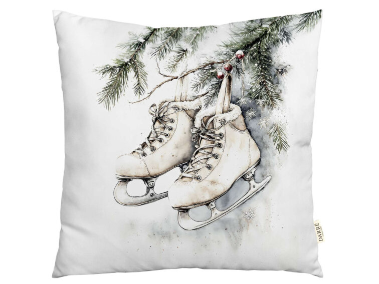 Dekoračný povlak na vankúš Vianočná chvíľa na korčuliach 2