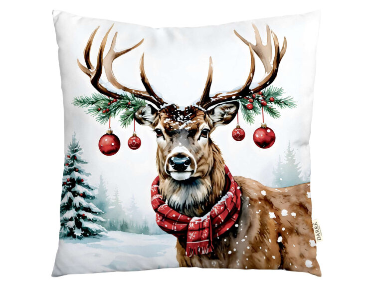 Dekoračný povlak na vankúš Vianočný jeleň 2