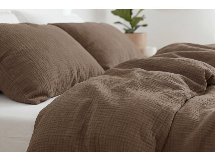 Celoroční mušelínový povlak na polštářek Chocolate - GOTS