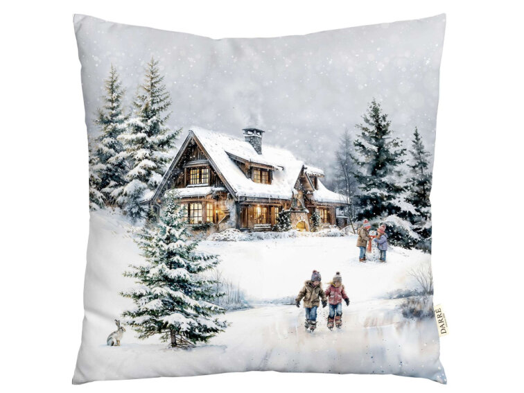 Dekoračný povlak na vankúš Vianoce na chalupě 2