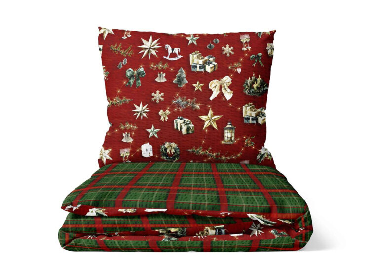 Krepové povlečení Kouzlo Vánoc - červené - duo