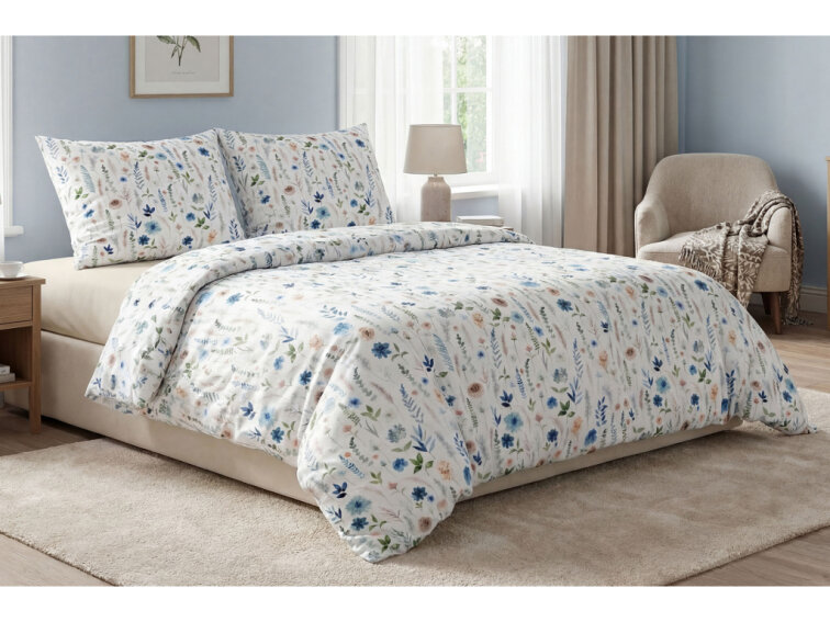 Bavlněné povlečení Boho zahrada - modré