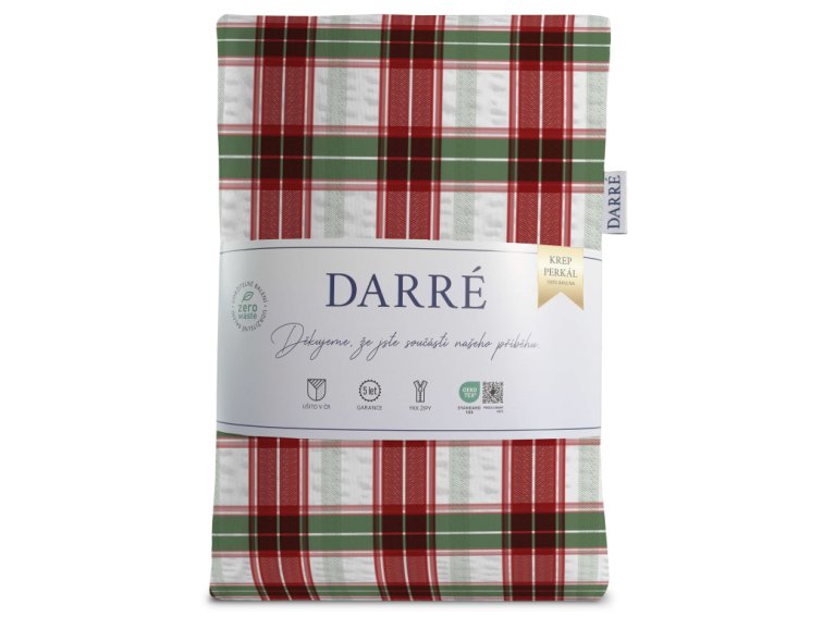 Krepové povlečení Kostka - červenozelené