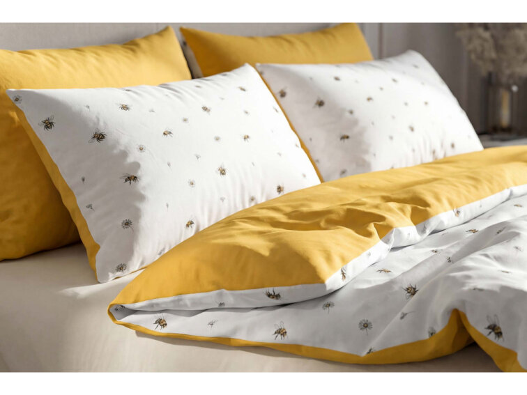 Bavlněné povlečení Včelky - duo - medové žluté
