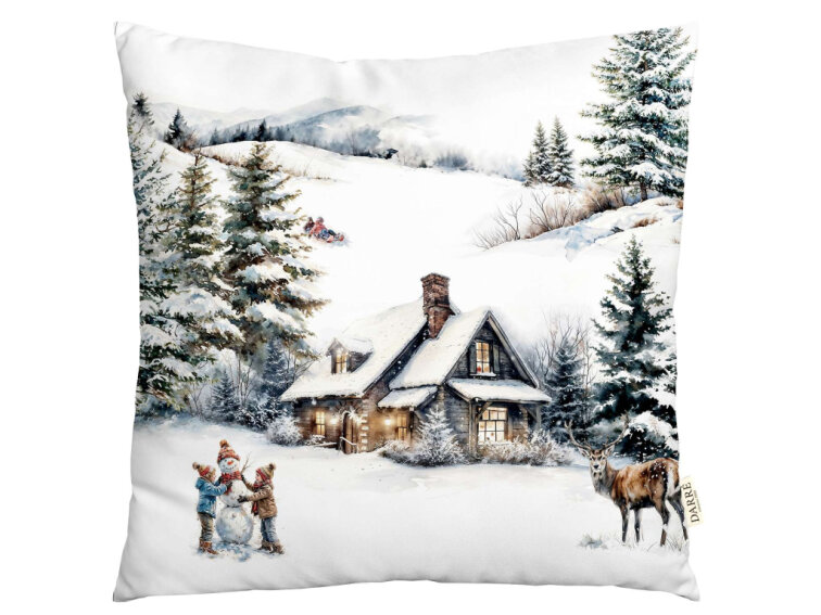 Dekorační povlak na polštářek Vánoce na horách 2