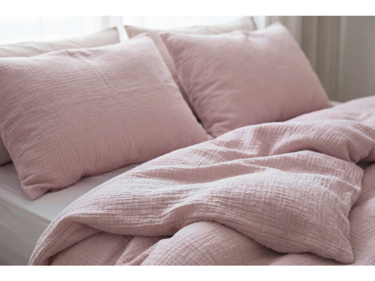 Celoroční mušelínový povlak na polštářek Soft Pink - GOTS