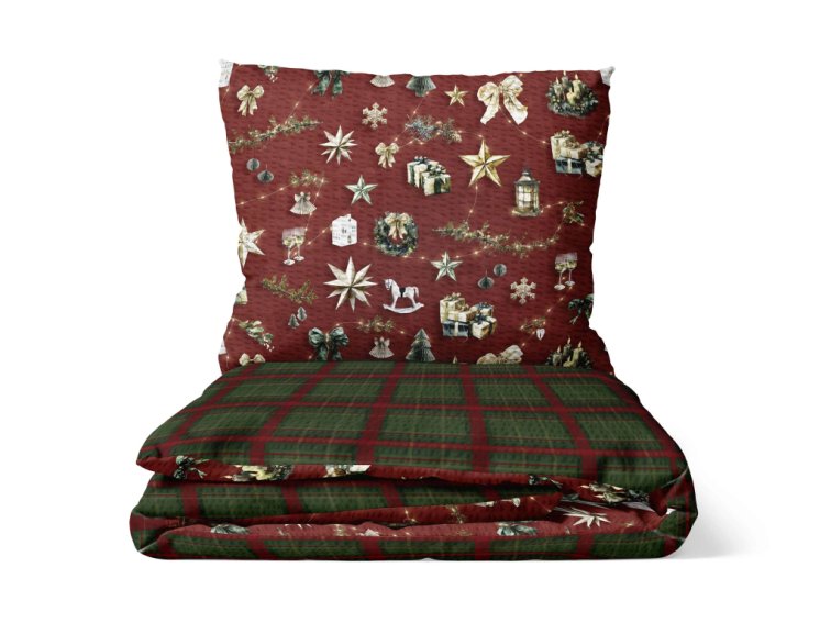 Krepové povlečení Kouzlo Vánoc - jasně červené - duo