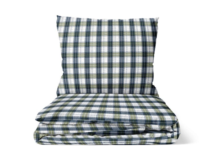 Krepové povlečení Kostka - modrozelené