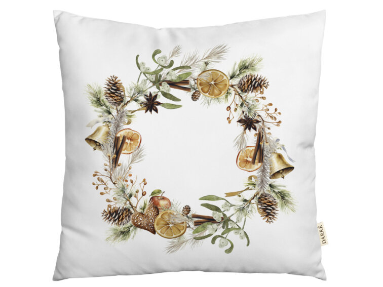 Dekorační povlak na polštářek Voňavé Vánoce - věnec 2