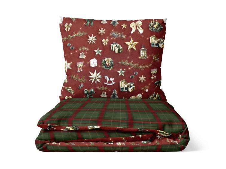 Bavlněné povlečení Kouzlo Vánoc - jasně červené - duo