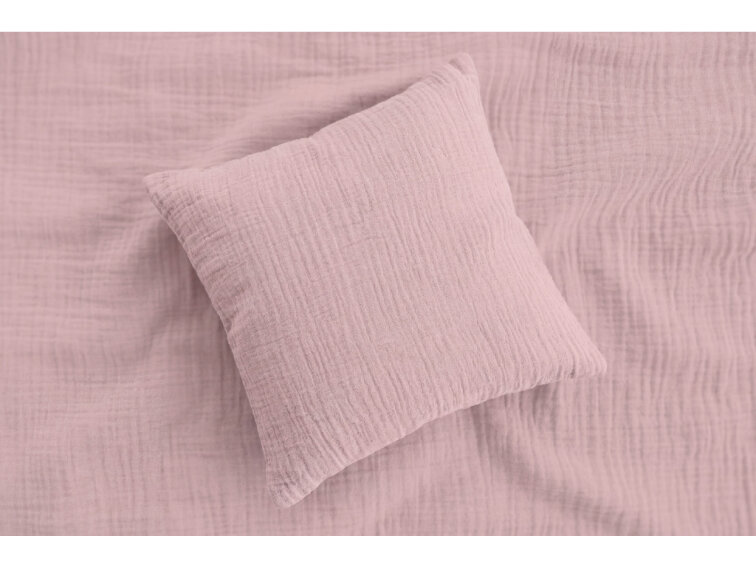 Celoroční mušelínový povlak na polštářek Soft Pink - GOTS
