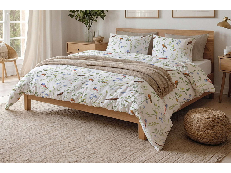 Bavlněné povlečení Louka s ptáčky - nové