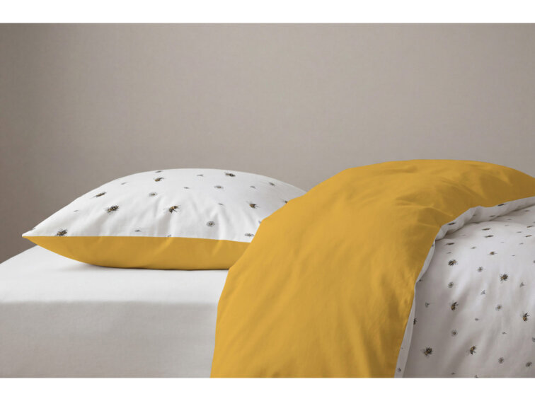 Bavlněné povlečení do postýlky Včelky - duo - medově žluté