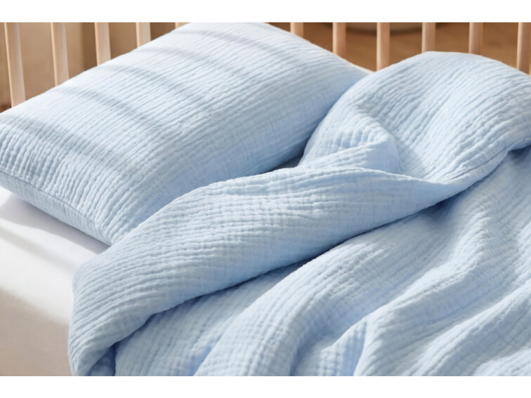 Celoroční mušelínové povlečení do postýlky Ice blue - GOTS