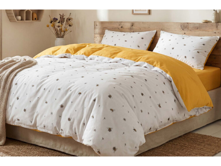 Bavlněné povlečení Včelky - duo - medové žluté